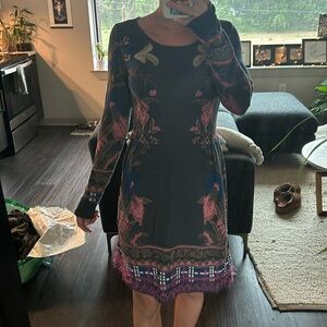 Anthropologie knitted & knotted long sleeve sweater dress